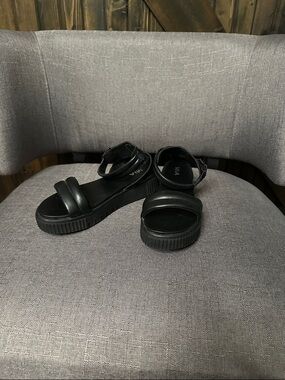 MIA Black Chunky Platform Ankle Strap Sandals